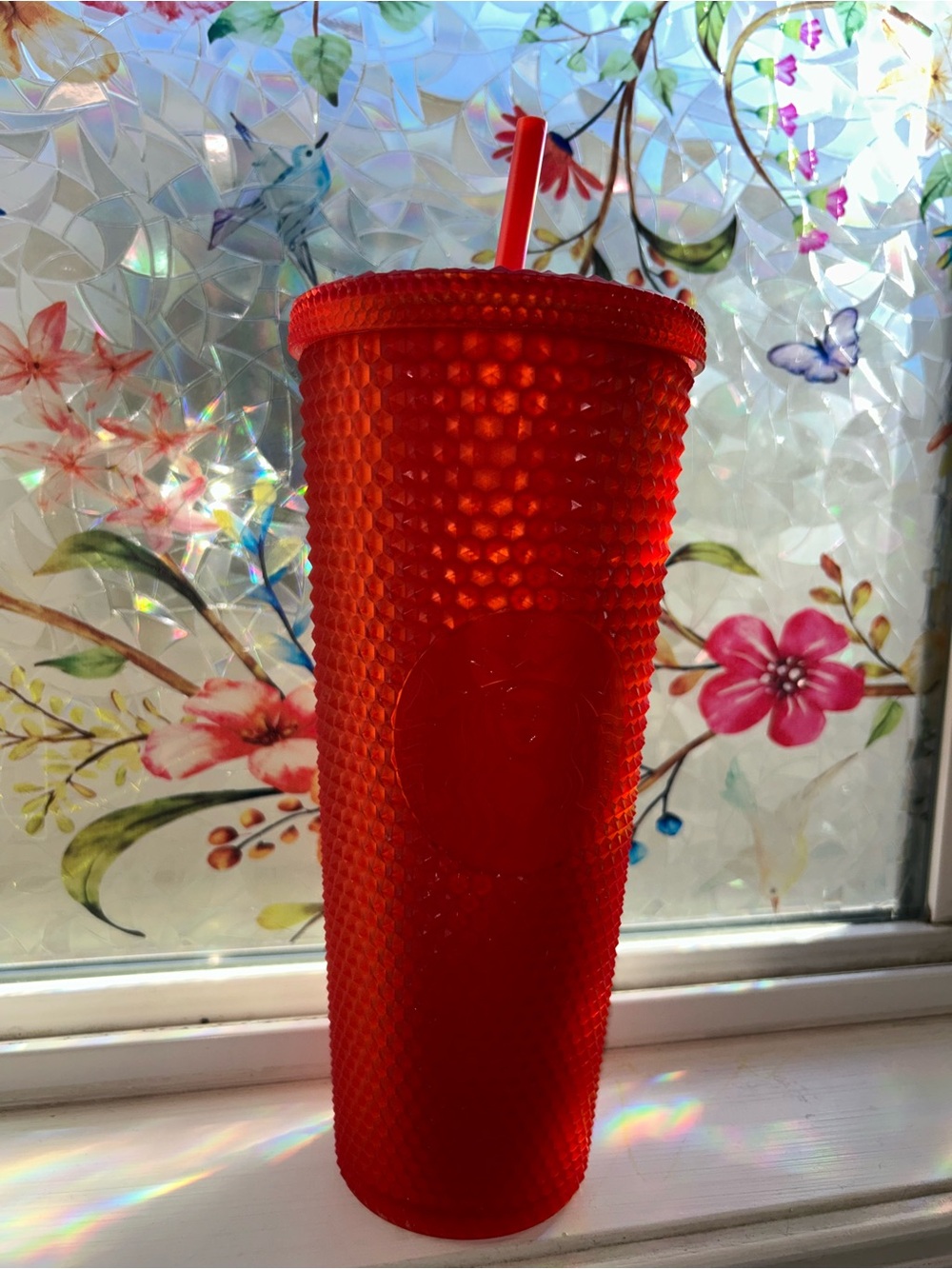 Starbucks Matte Red Studded Tumbler Cold Cup, typically featuring a 24 oz Venti